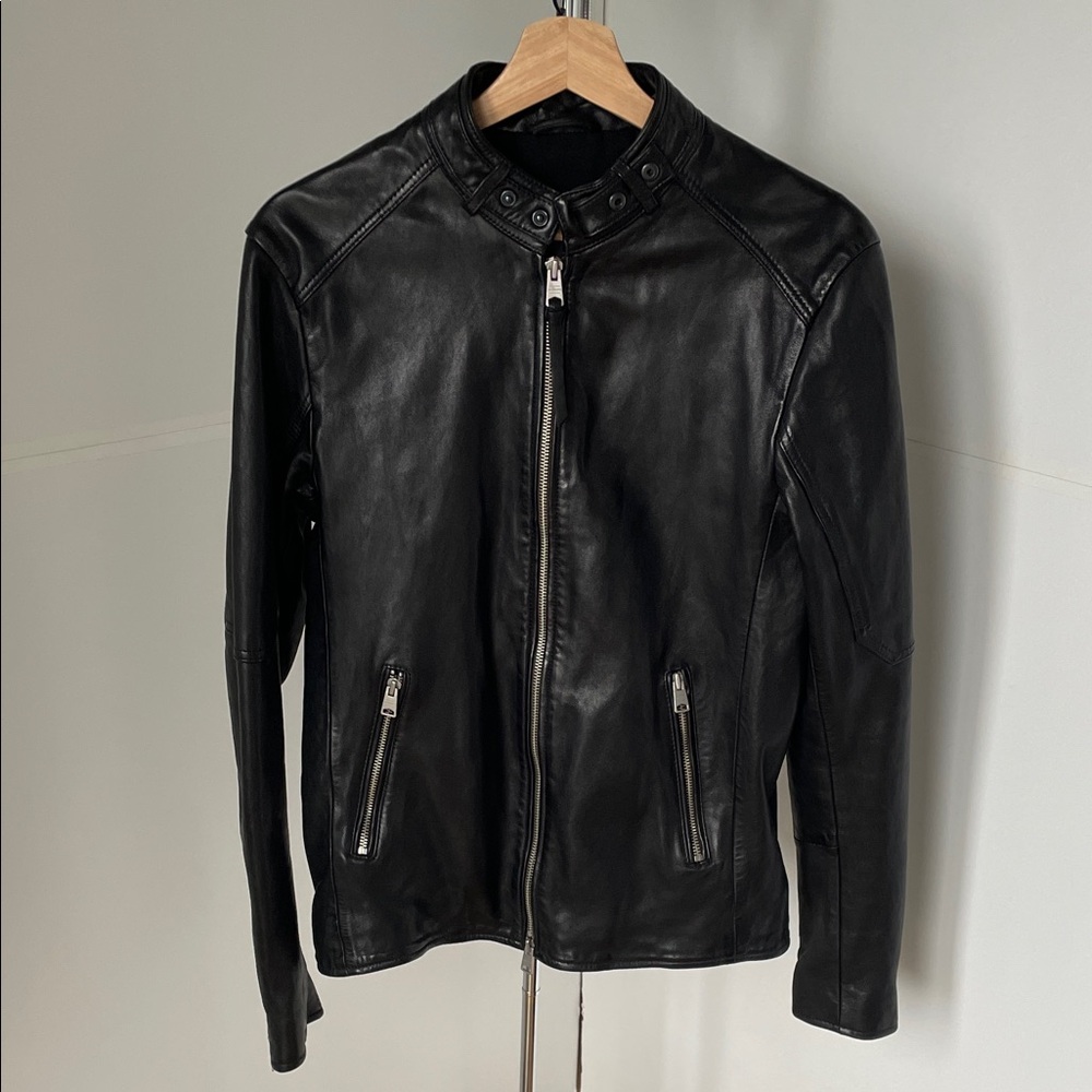Men’s Black Leather AllSaints Jacket. Size Small.